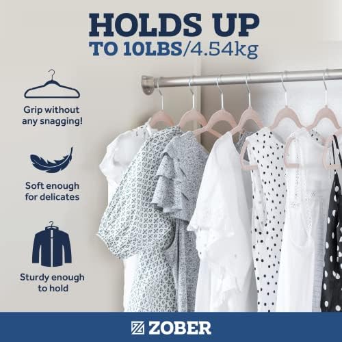 Zober Blush Velvet Hangers 50 Pack, Slim Non Slip Clothes Hangers | Slim velvet hangers with pants bar, felt hangers, flocked hangers, non slip hangers, coat hangers for suits, shirt hangers - Image 4