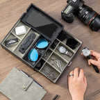 ProCase 2 Layers Valet Tray Gift for Men, Nightstand Organizer EDC Dump Catchall Trays with Phone Charging Station, Dresser Top Table Beside Entryway Storage Box -Black - Image 6