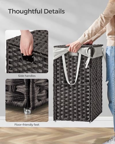 SONGMICS Laundry Hamper with Lid, 23.8 Gal (90 L) Synthetic Rattan,Foldable - Image 4