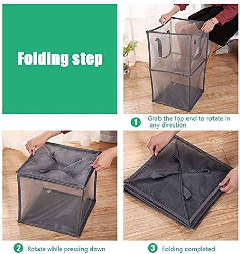 Pop Up Laundry Baskets - Mesh Collapsible Laundry Hampers Storage with Handle - Foldable for Washing Storage, Great for The Kids Room, College Dorm, Travel Organizer (Black/Double Layer) - Image 6