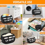 Collapsible Laundry Baskets with Lid, Foldable Clothes Hamper with Reinforced Handles, Sturdy Pop Up Hampers for Laundry, Tear Proof & Easy to Carry Laundry Hamper for Home, Dorm, Travel Black - Image 7