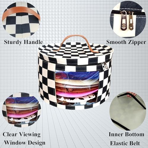Hat Boxes for Women Storage 16.93" D*10.24" H Caps Carrier Case Organizer - Image 3