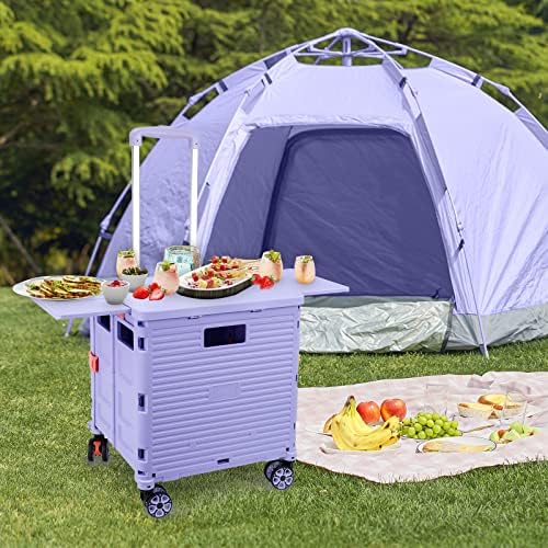Foldable Utility Cart Folding Portable Rolling Crate with Magnetic Extended Lid,360°Rotate Wheels,176LBS Load Capacity,Heavy Duty Durable Dolly Cart for Teacher Tourist Shopping Office Outdoor - Image 2