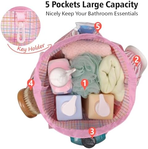 Mesh Shower Caddy Portable with Drawstring - 2-Handle Shower Bag for Dorm - Image 6