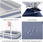 HomeHacks 2-Pack Large Laundry Basket, Waterproof, Freestanding Laundry Hamper, Collapsible Tall Clothes Hamper with Extended Handles for Clothes Toys in the Dorm and Family (Blue, 125L) | Waterproof, Freestanding, Collapsible Clothes Hamper with Reinf... - Image 2