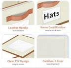 Hat Organizer for Baseball Caps - 2PCS Stackable Storage with Clear Window Lid, Flip-Top Access, Space-Saving Hat Box for Closet, Breathable Fabric (beige with brown) - Image 3