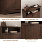 24" W Hidden Shoe Storage Cabinet with 2 Flip Drawers & Open Storage - Image 6
