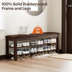 Homleke 47.2" Wide Solid Wood Shoe Rack Bench with Flip-Top Storage - Image 4