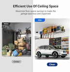 FLEXIMOUNTS 4x8 Overhead Garage Ceiling Storage Rack with 6 Hooks, White - Image 6