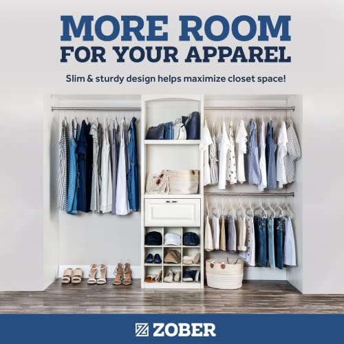 Zober Velvet Hangers 50 Pack - Ivory for Coats, Pants & Dress Clothes - Non Slip w/ 360 Degree Swivel, Holds up to 10 lbs - Strong Felt Hangers for Clothing | Slim velvet hangers with pants bar, felt hangers, flocked hangers, non slip hangers, coat han... - Image 4