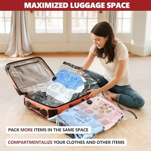Vacuum Seal Bags for Clothing Travel and Home Storage, Travel Vacuum Bags with Electric Pump, Space Saver Compression Packing Cubes for Luggage Suitcase Bedding Blankets Clothes, 10 Medium - Image 5