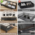 KITHELP Under Bed Storage Containers with Wheels, 2 Pack Underbed Shoe Storage Organizer with Removable Lids, Large Rolling Under Bed Storage Dresser Drawers for Clothes Toys Shoes Blankets - Image 3