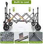 Blomoba Collapsible Wagon Cart with Wheels, 330lbs Heavy Duty Wagon, Grey - Image 4