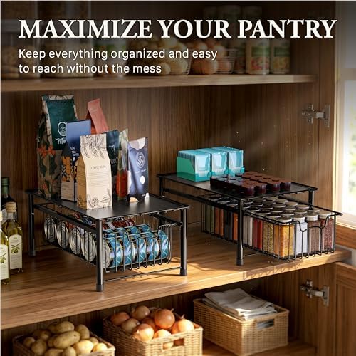 Simple Houseware Stackable Basket Drawer, Black - Image 7