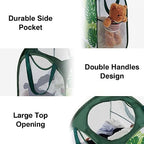 TECHMILLY Collapsible Mesh Pop Up Laundry Hamper with Sturdy Handles and Side Pocket - Portable Foldable Clothes Baskets for Dorm, Bathroom & Travel Storage (Green Leaf) - Image 4