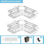 AKTECKE Corner Shower Caddy Shelf Rack: 2 Pack Adhesive Shower Organizer Essentials - No Drilling Stainless Steel Bathroom Storage Rack with Hooks and Toothpaste Holder - Image 4