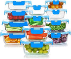 KOMUEE 24 Pieces Glass Food Storage Containers Set, Blue by KOMUEEUS