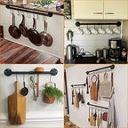 Toplife 23.7 inch Pot Rack, Kitchen Wall Mounted Detachable Pan Lid Utensils Organizer Hanging Rail with 10 Hooks, Black - Image 4
