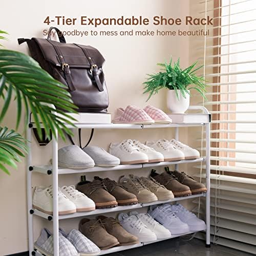 Gonfoam Expandable 4-Tier Shoe Rack for Closet and Entryway, White - Image 2