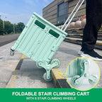 MACOPRO Foldable Utility Cart with Stair Climbing Wheels, Collapsible Rolling Crate with Telescoping Handle, Shopping Trolle Handcart Grocery Book File Tool Art Supplies Teacher Storage Basket(Green) - Image 3