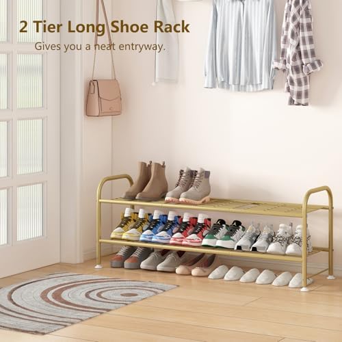LINZINAR 2 Tier Long Shoe Rack for Closet Metal Shoe Organizer for Entryway - Image 4