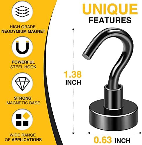 DIYMAG Magnetic Hooks 6pcs 30lbs+ Cruise Essentials 2026 Magnet Hook Black - Image 4