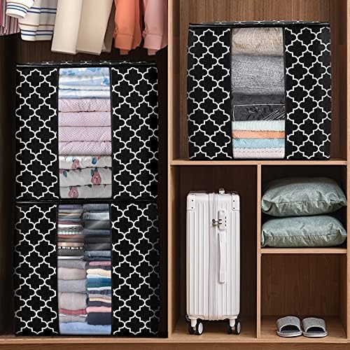 Storage Bags 2 Pack 100L Clothes Organization and Storage Containers | Large Blanket for Comforters,Bedding, Foldable Organizer with Reinforced Handle, Clear Window, Sturdy Zippers, Black - Image 6