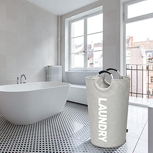 DOKEHOM 125L X-Large Laundry Basket Bag, Collapsible Tall Hamper, Grey - Image 7
