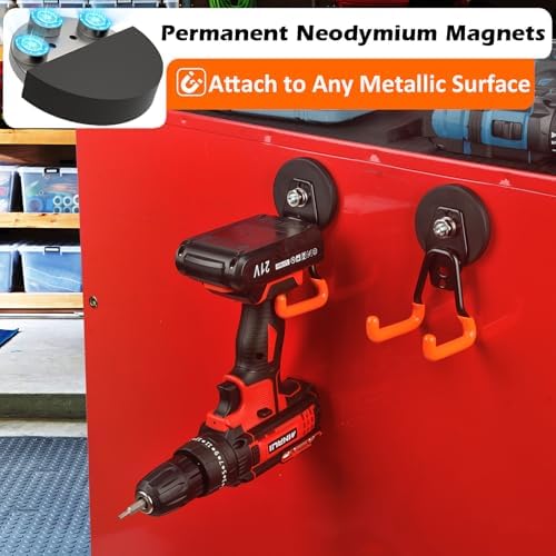 MUTUACTOR Updated Strong Magnetic Hooks,4PCS Scratch-Resistant Heavy Duty Garage Magnet Hook,20lbs Powerful Storage Tool Hooks for Organizing Cordless Impact Drivers,Garden Shovel Tool Box - Image 5