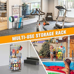 PLKOW Sports Equipment Storage for Garage, Indoor/Outdoor Sports Rack for Garage, Ball Storage Garage Organizer with Basket and Hooks,Toy/Sports Gear Storage - Image 6