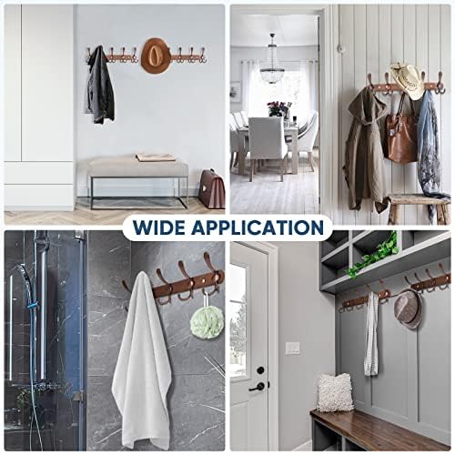 TICONN Wall Mounted Coat Rack, Five Heavy Duty Tri Hooks All Metal Construction for Jacket Coat Hat in Mudroom Entryway (Antique Bronze, 2-Pack) - Image 6