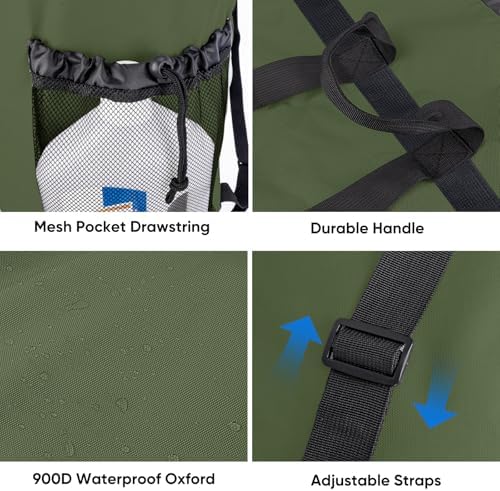BALEINE 150L Laundry Bag Backpack, 900D Oxford Fabric Large Travel Laundry Bags with Shoulder Straps and 2 Mesh Pockets for College Dorm, Apartment, Laundromat (Green, 150L) - Image 5