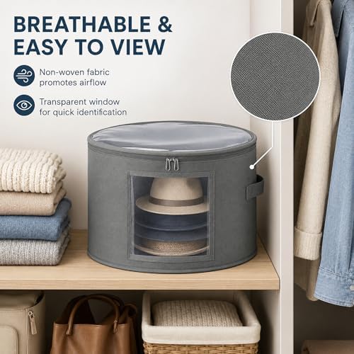Extra Large Sun Hat Storage Box for Women, 23.6" D x 15.7" H Clear Cowboy Hat Organizer Storage Box with 4 Support Rods Bottom Plate Wide Brimmed Hats Holds up to 10 Caps - Image 6