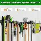 Garage Wall Organizer, 96 in Garden Tool Organizer with 12 Adjustable Hooks - Image 2