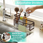 HapiRm Sponge Holder for Kitchen Sink - Self-draining Sink Caddy with Brush and Dishcloth Holders, Stainless Steel Kitchen Organizer for Countertop - Bronze - Image 4