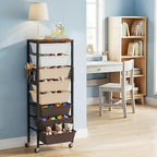 Rolling Cart with Drawers, Rolling Storage Cart with Large Plastic Drawers & Wooden Tabletop, Utility Cart with Pegboards & Basket, Storage Drawers Cart for Living Room, Classroom, Bedroom, Office by Unknown