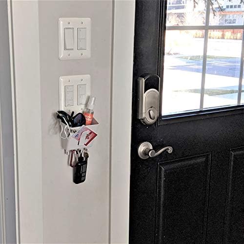 Mount Genie Switch Pocket Light Switch Organizer with Key Holder – Wall Pocket Organizer for Entryway, Mail & Keys – No Drill Installation, Black, 1-Pack - Image 3