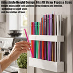 White Acrylic Straw Organizer, Cabinet Mounted Holder for Kitchen Storage - Image 3
