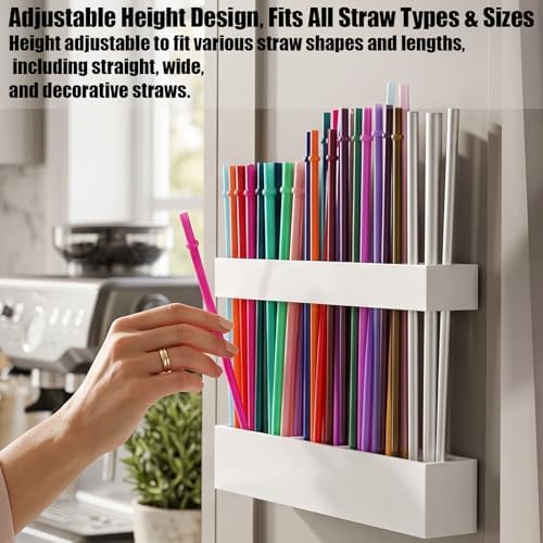 White Acrylic Straw Organizer, Cabinet Mounted Holder for Kitchen Storage - Image 3