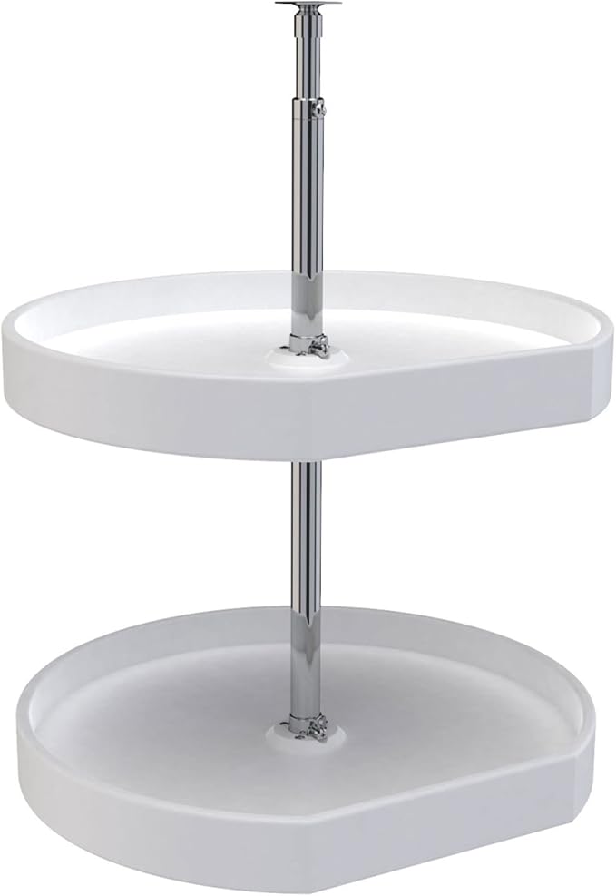 Rev-A-Shelf 20" Dual Shelf Lazy Susan D-Shaped for Corner Wall in Cabinet Kitchen Storage Organization, Turntable Storage White, 7012-20-11-52 by Rev-A-Shelf
