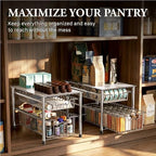 Simple Houseware Stackable 2 Tier Sliding Basket Organizer Drawer, Chrome - Image 7
