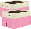 BALEINE 2 Pack Fabric Closet Storage Bins for Shelves, Linen Closet Organizers and Storage, Decorative Baskets for Organizing, Shelf, Clothes, Home, Office (Pink, 14''x10''x8.5') by BALEINE