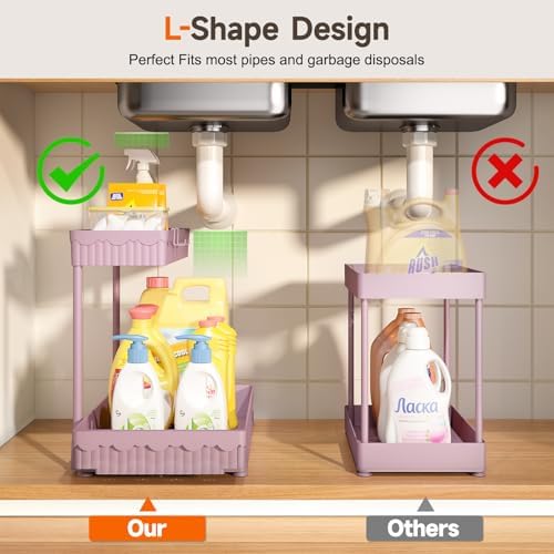 Sevenblue 3-Pack 2-Tier L-Shaped Under Sink Organizers with Sliding Drawers - Image 2