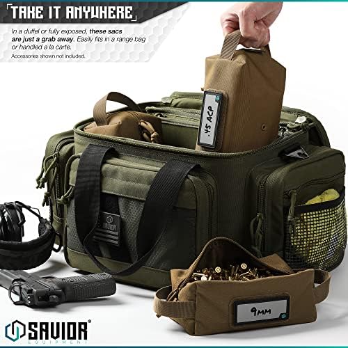 Savior Equipment Loose Sacs 4-Pack Tactical Ammo Pouch Firearm Ammunition Carrier Bag, ID Patches Included, Rifle Carbine Pistol Revolver Ammos Case Shooting Range Gear - Image 3