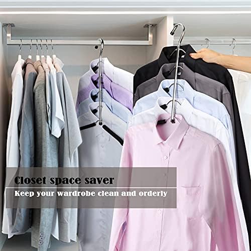 Hangers Space Saving Clothes Hanger 4 Packs | Non Slip Padded Coat Hanger 5 Layers Heavy Duty Stainless Steel Sweater Shirt Hanger Closet Storage Organizer - Image 5