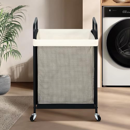 STO STO Laundry Hamper, 90L Rolling Laundry Sorter Cart with Removable and Washable Liner Bag, Clothes Hamper with Wheels and Metal Handle for Laundry Room and Bedroom - Image 2