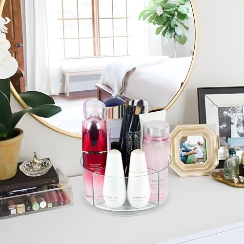 360° Rotating Makeup Organizer Clear Lazy Susan Organizer for Vanity, Cosmetic Display Cases for Bathroom Countertop, Makeup Storage Organizer, Desktop Dresser Sundries Storage Boxes - Image 5
