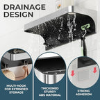 2 Pack Shower Caddy Adhesive with 5 Hooks & Drainage, No-Drill, Silver - Image 4