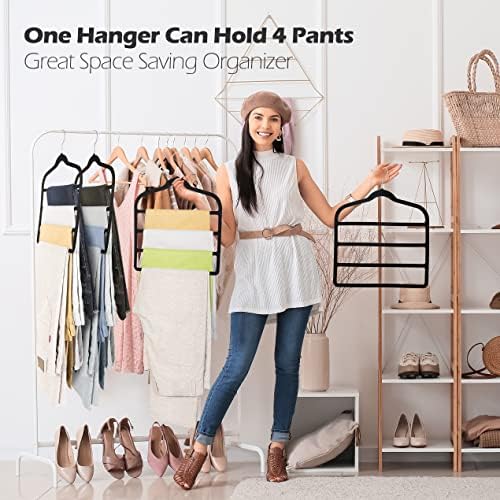 Velvet Pant Clothes Hanger Space Saving Non Slip Hanger Jean Slack Hangers | Multiple Velvet Hanger Closet Organizer Storage and Organization for Jeans,Scarf,Tie(Black,3) - Image 4
