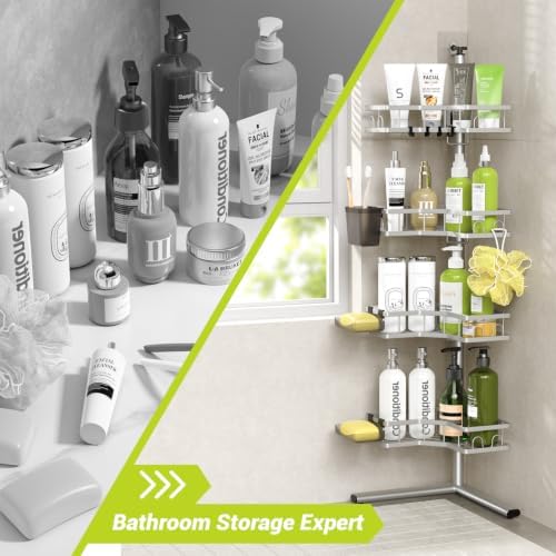 Standing Corner Shower Caddy - 4-Tier Rustproof Adjustable Shower Shelves - Image 3